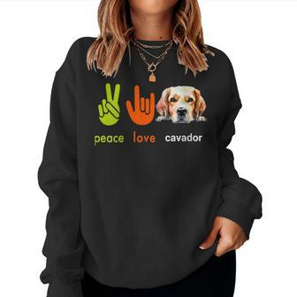 Peace Love Cavador Dog My Dogs Are My Cardio Women Sweatshirt | Mazezy