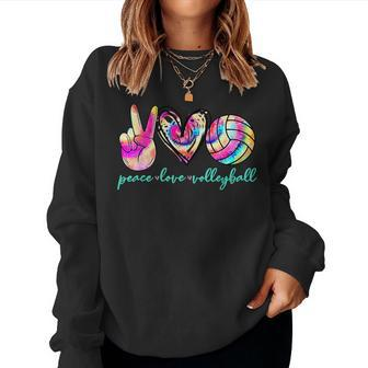 Peace Love Volleyball Player Tie Dye Style Women N Girls Sweatshirt | Mazezy