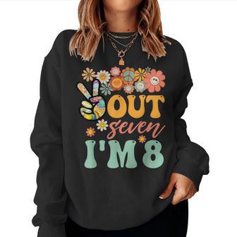 Peace Out Seven I'm 8 Groovy 8Th Happy Birthday Boy Girl Women Sweatshirt - Monsterry AU