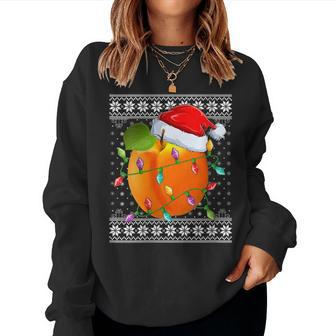 Peaches Xmas Ugly Sweater Santa Lighting Peaches Christmas Women Sweatshirt - Seseable