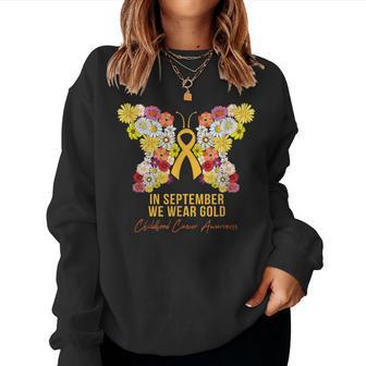 Pediatric Oncology Floral Butterfly September We Wear Gold Women Sweatshirt - Monsterry UK