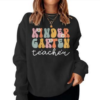 Personalized Groovy Kindergarten Teacher First Day Of School Women Sweatshirt | Mazezy