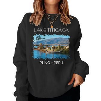 Peru - Lake Titicaca Puno Flag Llama Men Women Kids Women Crewneck Graphic Sweatshirt - Thegiftio UK