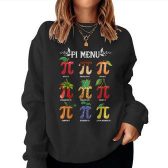 Pi Menu Tropical Fruits Funny Pi Day 314 Math Teacher Cute Women Crewneck Graphic Sweatshirt - Seseable
