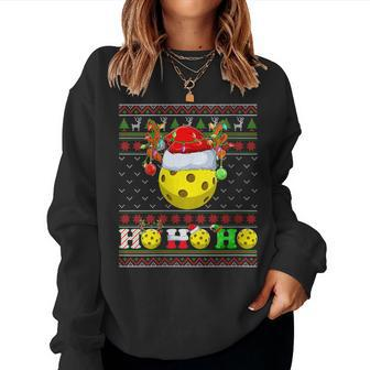 Pickleball Ball Xmas Tree Lights Ugly Christmas Sweater Women Sweatshirt - Monsterry UK