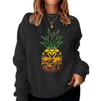 Pineapple Flamingo Exotic Beach Hawaiian Summer Women Sweatshirt | Mazezy