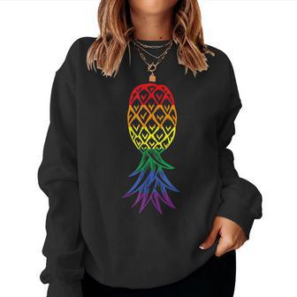 Pineapple Upside Down Cute Rainbow Lgbt Singer Women Sweatshirt | Mazezy