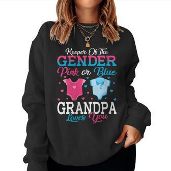 Pink Or Blue Grandpa Keeper Of The Gender Grandpa Loves You Women Sweatshirt | Mazezy