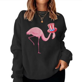 Pink Flamingo 4Th Of July Usa American Flag Bird Lovers Women Sweatshirt | Mazezy