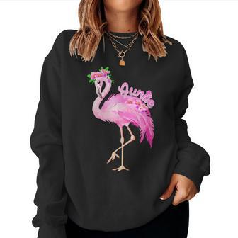 Pink Flamingo Auntie Bird Christmas Matching Family Flamingo Women Sweatshirt | Mazezy