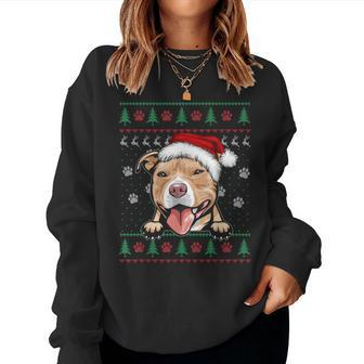 Pitbull Christmas Ugly Sweater Pit Bull Lover Women Sweatshirt - Seseable