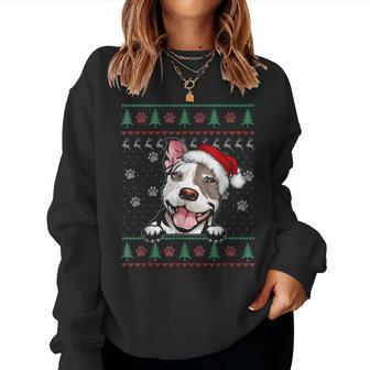 Pitbull Christmas Ugly Sweater Pit Bull Lover Xmas Women Sweatshirt - Seseable
