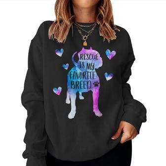 Pitbull Rescue Is My Favorite Breed Watercolor Cute Mom Women Sweatshirt | Mazezy AU