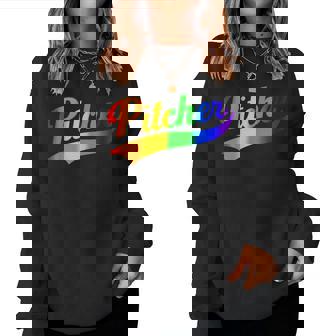 Pitcher Rainbow Gay Pride Women Sweatshirt | Mazezy