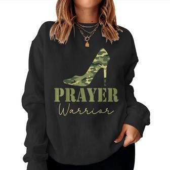 Prayer Warrior Camo Heels Faith God Jesus Christian Women Sweatshirt - Monsterry