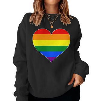 Pride Heart Novelty Pride Rainbow Heart Women Sweatshirt | Mazezy