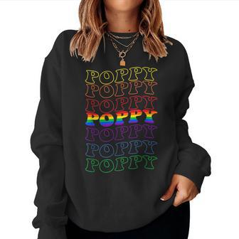 Pride Poppy Lgbtq Groovy Rainbow Flag Lgbt Fathers Day Women Sweatshirt | Mazezy