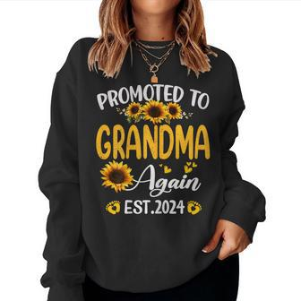 Promoted To Grandma Again 2024 Cute Baby Announcement Women Sweatshirt - Monsterry AU