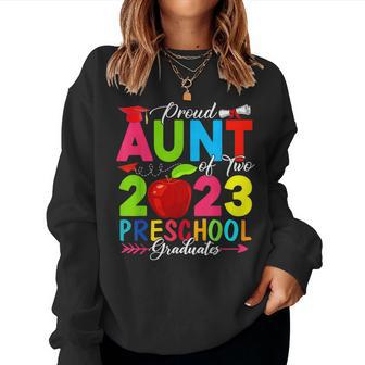 Proud Aunt Of Two 2023 Preschool Graduates Costume Family Women Sweatshirt | Mazezy