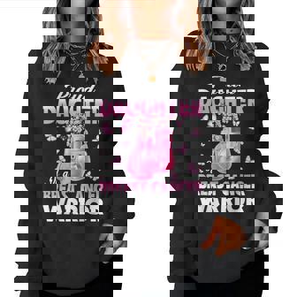Proud Daughter Of A Breast Cancer Warrior Boxing Gloves Women Sweatshirt - Seseable