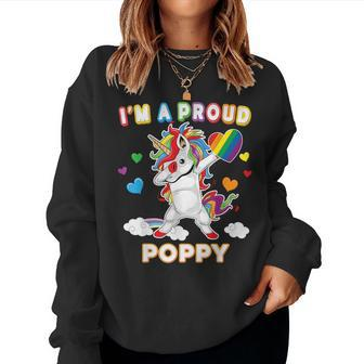 Im A Proud Lgbt Gay Poppy Pride Dabbing Unicorn Rainbow Les Women Sweatshirt | Mazezy