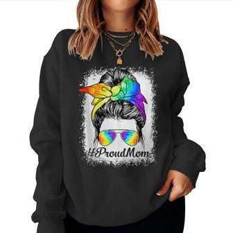Proud Mom Lgbt Gay Pride Messy Bun Support Lgbtq Women Sweatshirt | Mazezy
