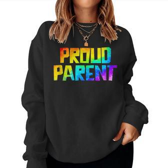 Proud Parent Mom Dad Lgbt Flag Gay Pride Month Lgbtq Rainbow Women Sweatshirt | Mazezy