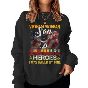 Proud Son Of A Vietnam Veteran My Dad Mom Is A Hero Women Sweatshirt | Mazezy