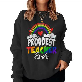 Proud Teacher Gay Pride Month Teaching Rainbow Flag Lgbtq Sweatshirt | Mazezy CA