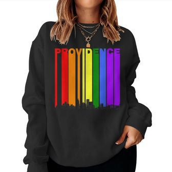 Providence Rhode Island Skyline Rainbow Lgbt Gay Pride Women Sweatshirt | Mazezy