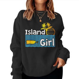 Puerto Rico Island Girl Beach Sun Palm Trees Boricua Women Sweatshirt | Mazezy