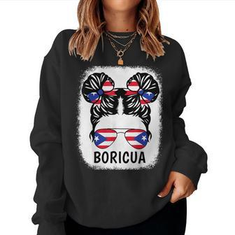 Puerto Rico Rican Flag Boricua Girl Hispanic Heritage Women Sweatshirt - Monsterry