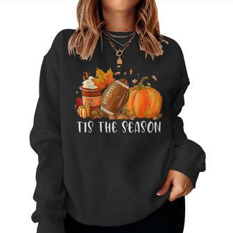 Pumpkin Spice Football Tis The Season Fall Thanksgiving Girl Women Sweatshirt - Seseable