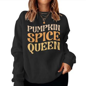 Pumpkin Spice Queen Psl Coffee Lover Retro Fall Autumn For Coffee Lovers Women Sweatshirt | Mazezy