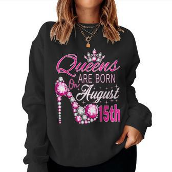 Queens Are Born On August 15Th Lion Queen Virgo Queen Girl Women Sweatshirt | Mazezy