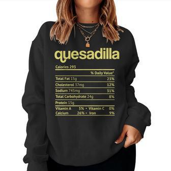 Quesadilla Nutrition Facts Thanksgiving Christmas Food Thanksgiving Women Sweatshirt | Mazezy