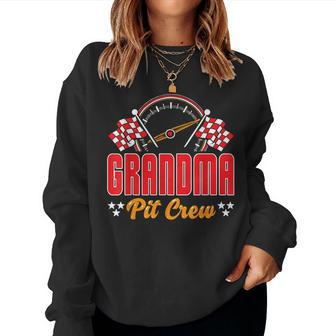 Race Car Birthday Party Matching Family Grandma Pit Crew Women Sweatshirt - Seseable