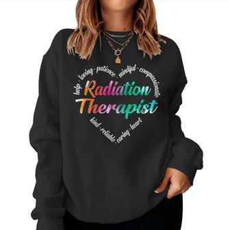 Radiation Therapist Heart Word Cloud Watercolor Rainbow Women Sweatshirt | Mazezy