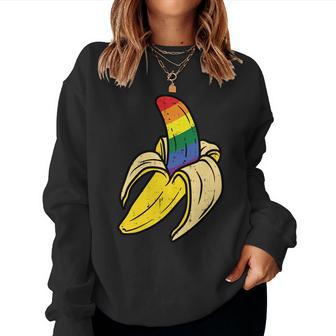 Rainbow Flag Banana Gay Pride Ally Lgbtq Lgbt Men Pup Women Sweatshirt | Mazezy CA