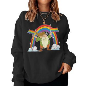 Rainbow Flag Nordic Gnome Lgbt Pride Month Garden Gnome Women Sweatshirt | Mazezy