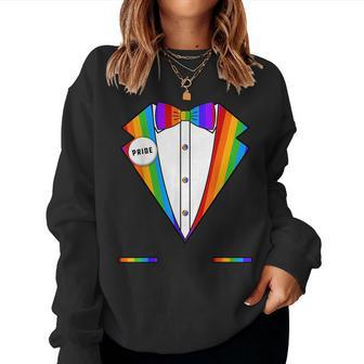 Rainbow Gay Pride Tuxedo Lgbt Lgbtq Pride Month Women Sweatshirt | Mazezy
