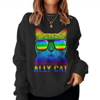 Rainbow Pride Flag Ally Cat Lgbt Gay Boys Men Girls Women Sweatshirt | Mazezy