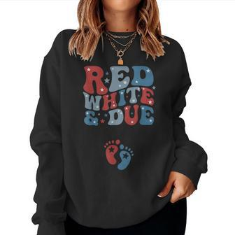 Red White And Due 4Th Of July Usa Baby Reveal American Mommy Women Sweatshirt | Mazezy
