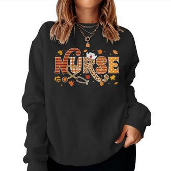 Retro Autumn Pumpkin Fall Nurse Life Thanksgiving Nurse Women Sweatshirt | Mazezy DE