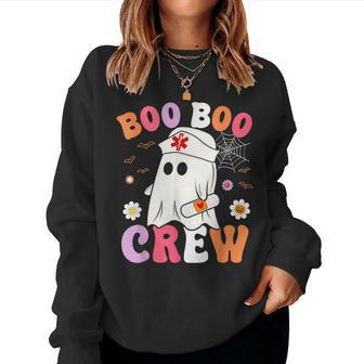 Retro Boo Boo Crew Nurse Ghost Halloween Nurse Women Sweatshirt | Mazezy