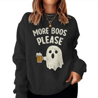Retro More Boos Please Ghost Beer Halloween Costume Boys Women Sweatshirt - Monsterry