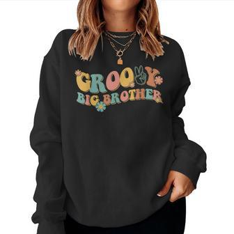 Retro Groovy Big Brother Birthday Flower Hippie Power Family Women Sweatshirt - Monsterry AU