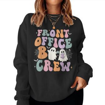 Retro Groovy Front Office Boo Crew Ghost Halloween Costume Women Sweatshirt | Mazezy