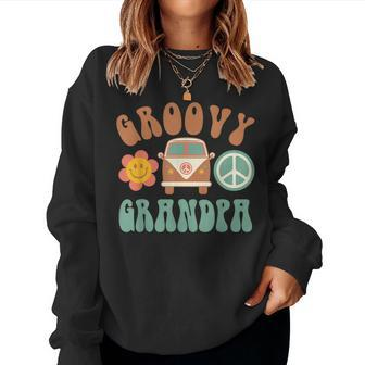 Retro Groovy Grandpa Matching Family Birthday Party Women Sweatshirt - Monsterry