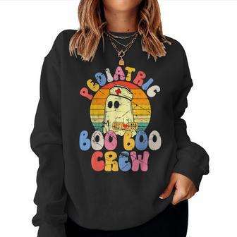 Retro Groovy Halloween Pediatric Boo Boo Crew Ghost Nurse Women Sweatshirt - Monsterry CA
